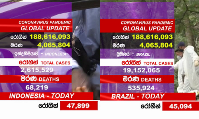 ඉකුත් පැය 24 තුළ ලොව වැඩිම කොරෝනා මරණ සහ අසාදිතයින්