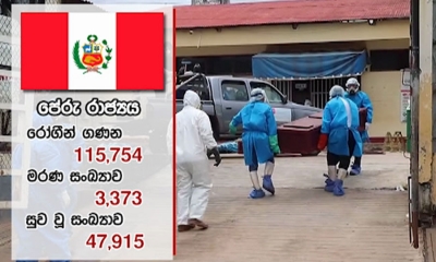 පේරු රාජ්‍යයේ ඉකුත් පැය 24 තුළ නව කොවිඩ්19 ආසාදිතයින් 4,056ක්