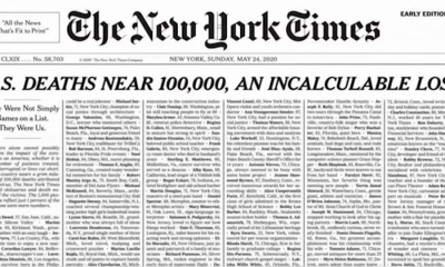 “නිව්යෝර්ක් ටයිම්ස්” මුල් පිටුව අද කොරෝනාවට බිලි වූ අය වෙනුවෙන්